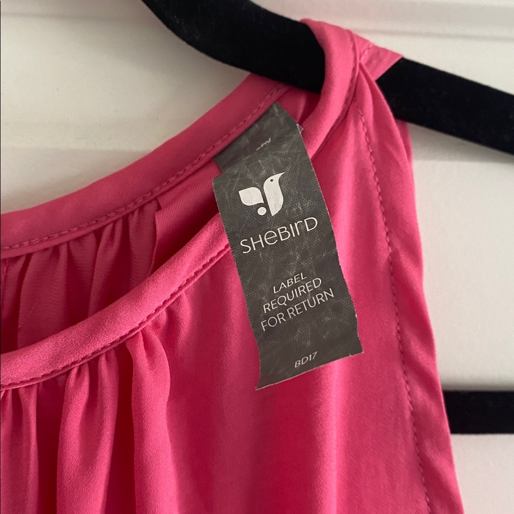 Chic Pink High-Low Sleeveless Dress - Picture 6 of 6